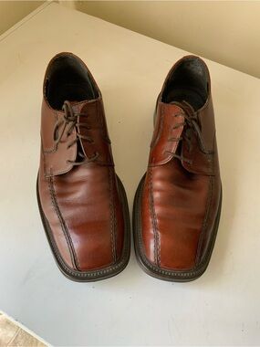 Kenneth Cole Unlisted Size 10 Genuine Leather Brown Mens Dress Shoes Lace Up